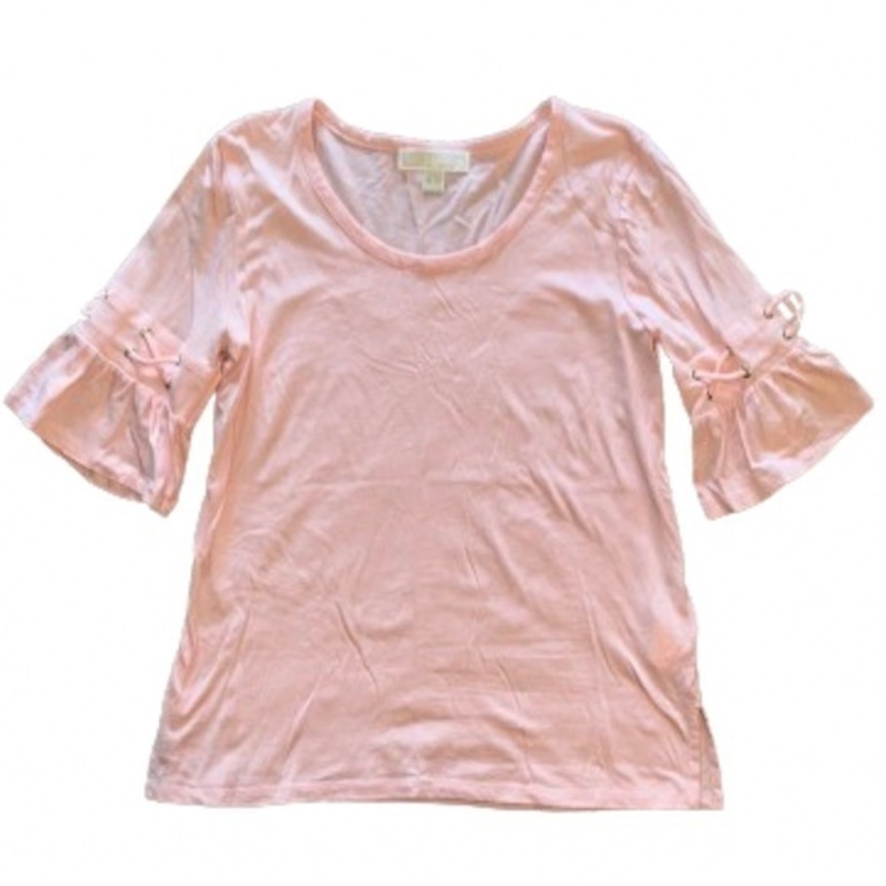 Michael Kors peach crisscross ruffle sleeve top size S